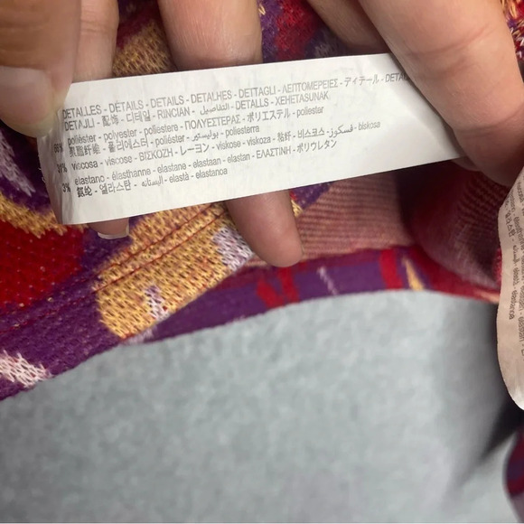 Zara Red Pink Jacquard Swirl Psychedelic Oversized Cropped Long Sleeve Sweater - Picture 7 of 7